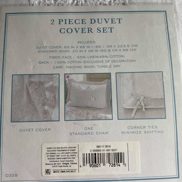Linen Crochet Duvet Cover Set - Simply Shabby Chic - Picture 6 of 6
